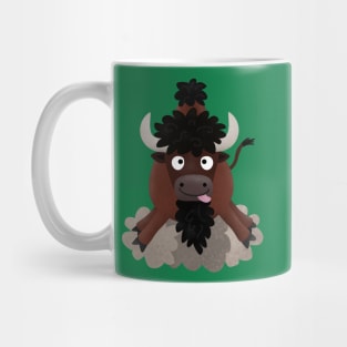 Funny buffalo bison cartoon illustration Mug